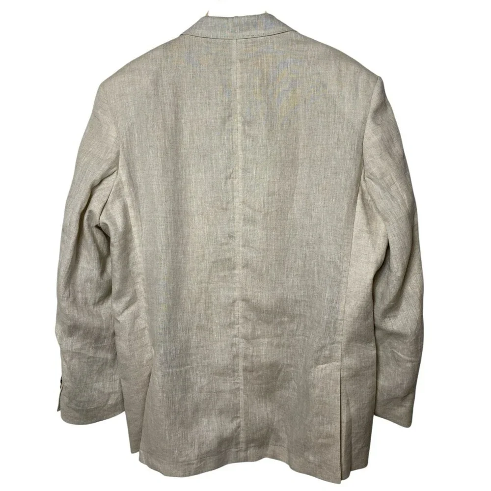 Tasso Elba 100% Linen Blazer Mens L 42-44 Beige 2 Button Sport Coat Jacket